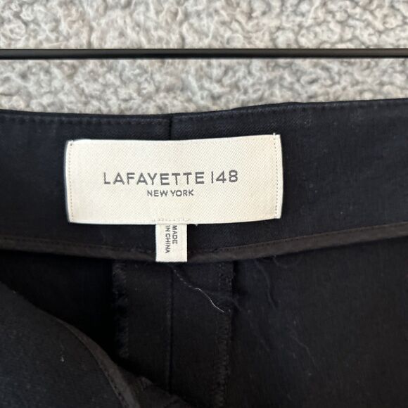 Lafayette 148 Pants 10 Medium Pleated Side Zip Crop Stretch Dark Navy Blue Work - Picture 4 of 13